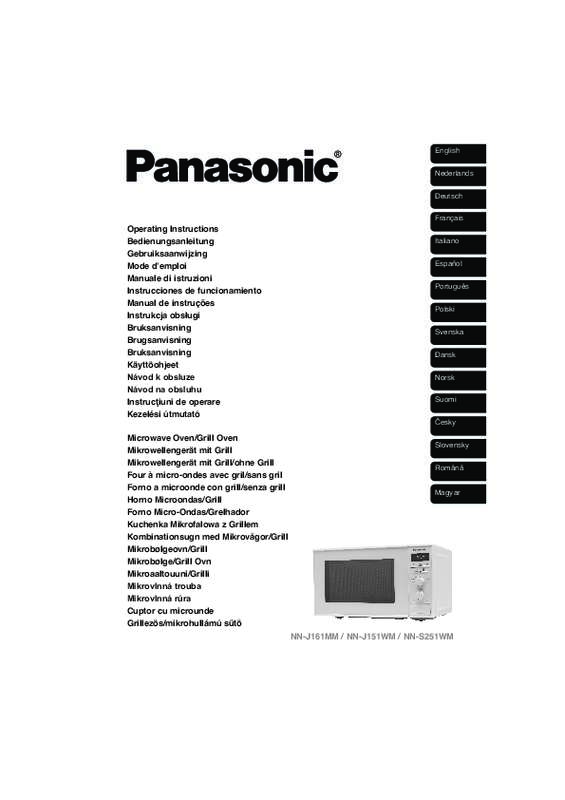 Guide utilisation PANASONIC NN-J161MMEPG de la marque PANASONIC