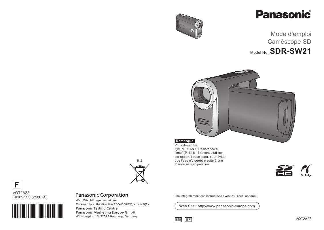 Guide utilisation PANASONIC SD-RSW21 de la marque PANASONIC
