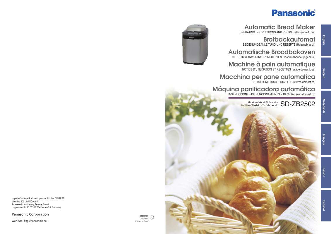 Guide utilisation PANASONIC SD-ZB2502BXE de la marque PANASONIC