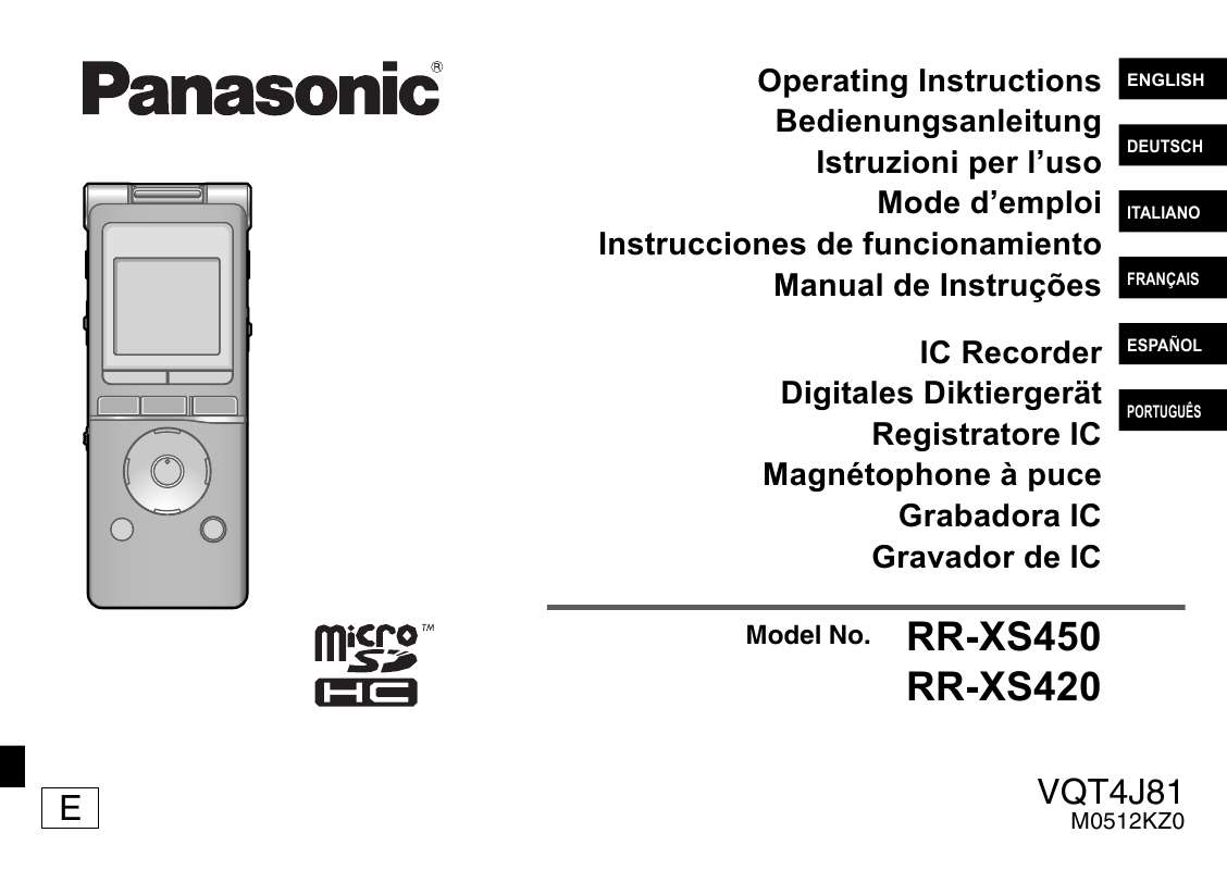 Guide utilisation PANASONIC RR-XS420E  de la marque PANASONIC
