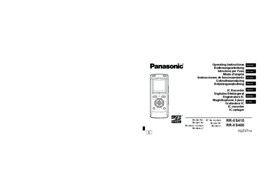 Guide utilisation PANASONIC RR-XS410E-W  de la marque PANASONIC