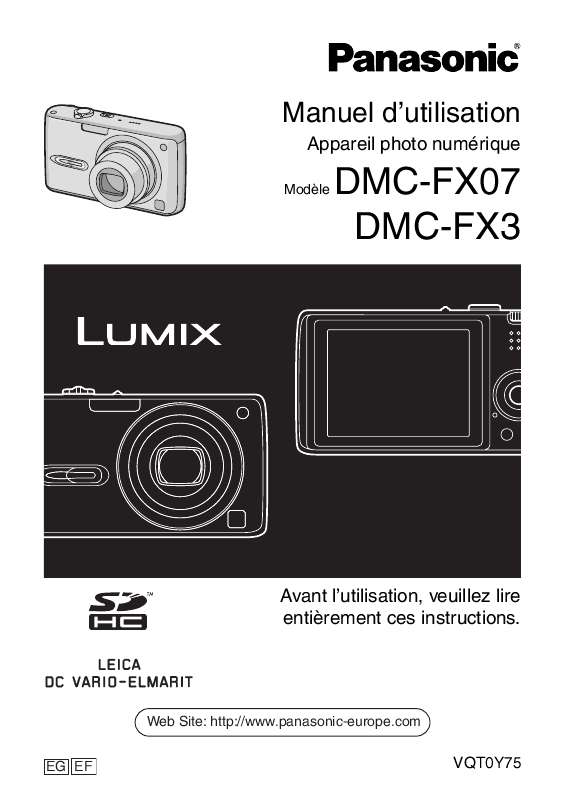 Guide utilisation PANASONIC LUMIX DMC-FX07  de la marque PANASONIC