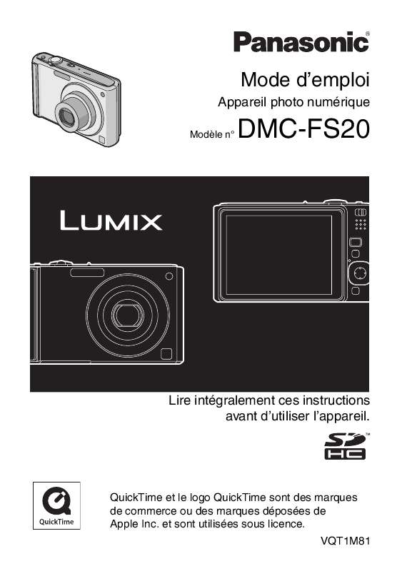 Guide utilisation PANASONIC LUMIX DMC-FS20  de la marque PANASONIC