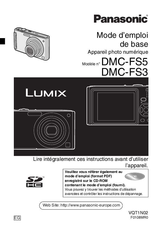 Guide utilisation PANASONIC LUMIX DMC-FS3  de la marque PANASONIC