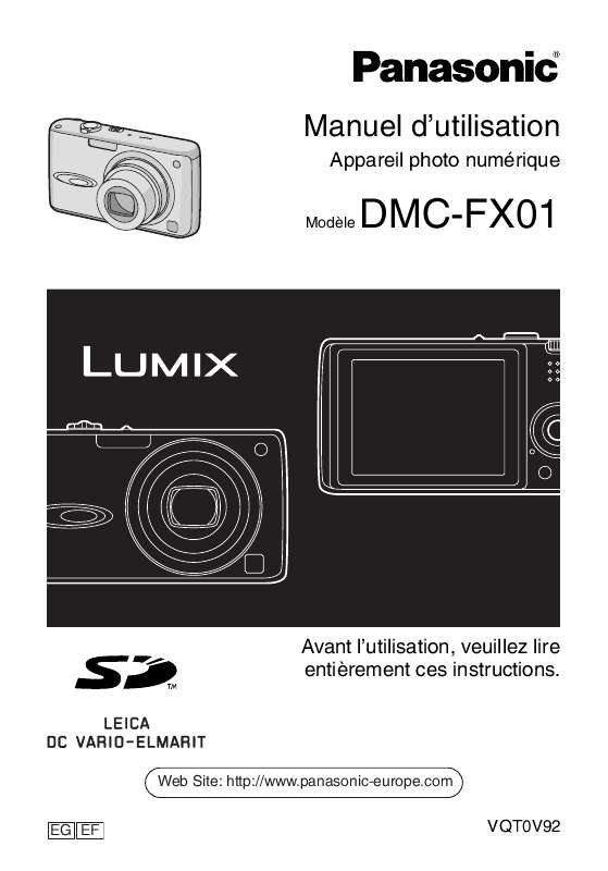 Guide utilisation PANASONIC LUMIX DMC-FX01  de la marque PANASONIC