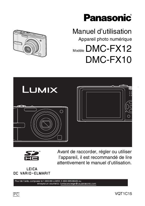 Guide utilisation PANASONIC LUMIX DMC-FX10  de la marque PANASONIC