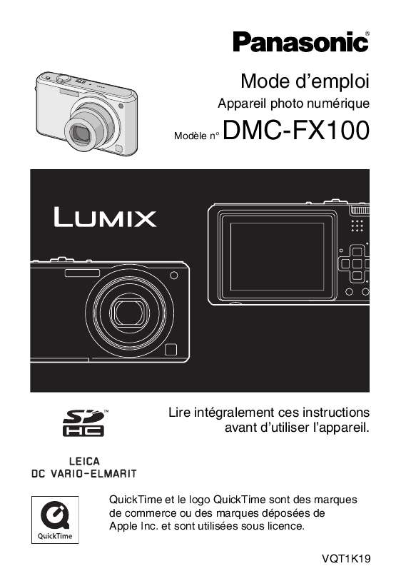 Guide utilisation PANASONIC LUMIX DMC-FX100  de la marque PANASONIC