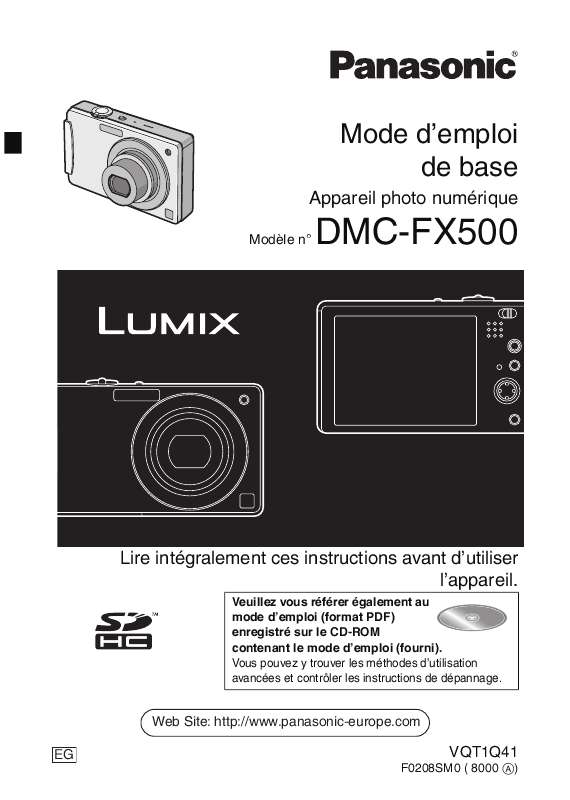 Guide utilisation PANASONIC LUMIX DMC-FX500  de la marque PANASONIC