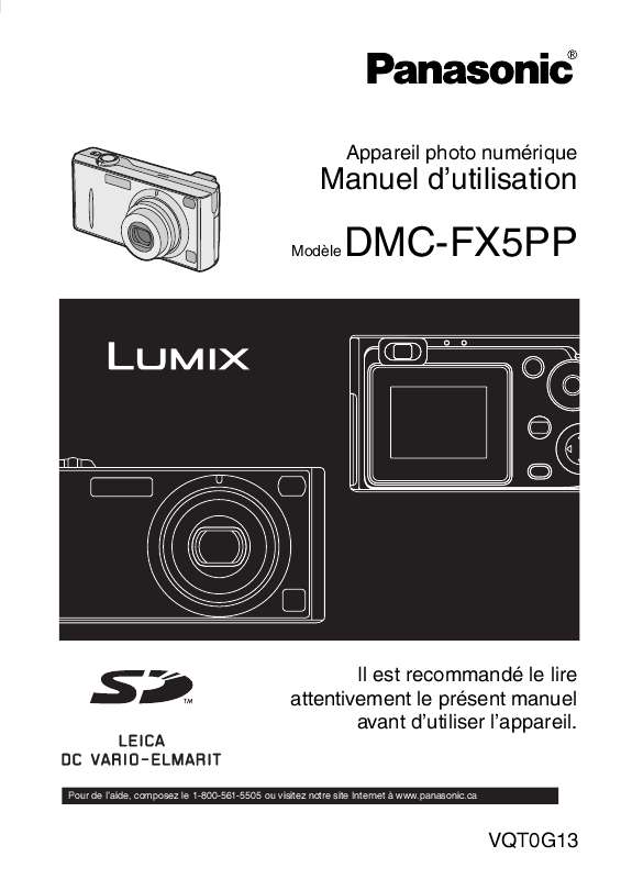 Guide utilisation PANASONIC LUMIX DMC-FX5PP  de la marque PANASONIC