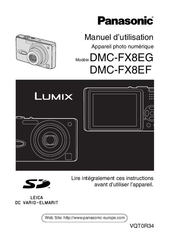 Guide utilisation PANASONIC LUMIX DMC-FX8EF  de la marque PANASONIC