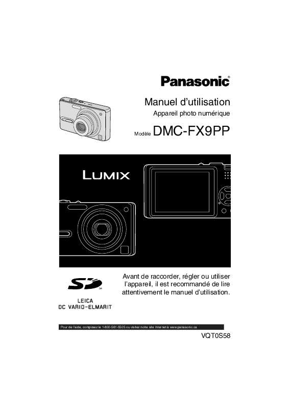 Guide utilisation PANASONIC LUMIX DMC-FX9PP  de la marque PANASONIC