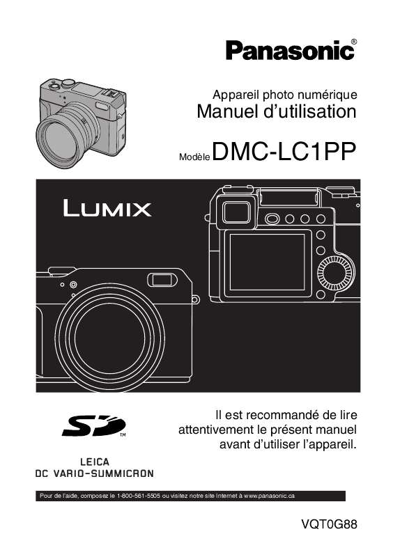 Guide utilisation PANASONIC LUMIX DMC-LC1PP  de la marque PANASONIC