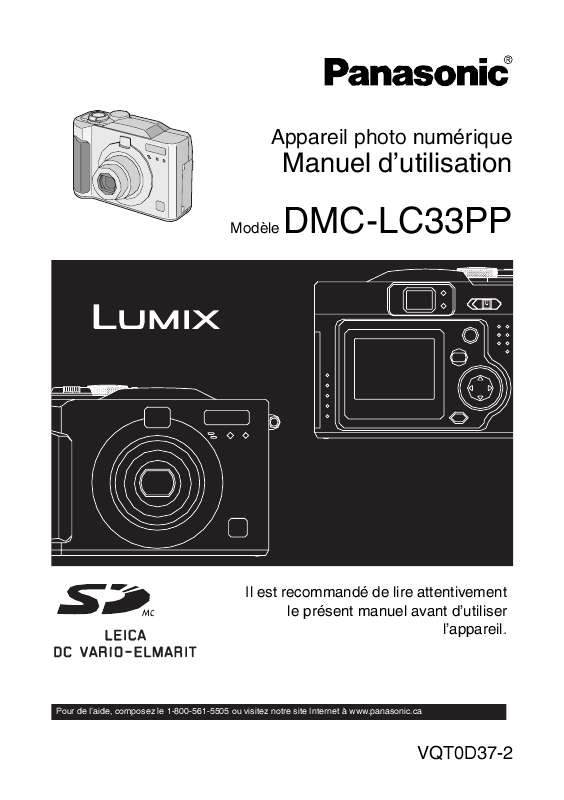 Guide utilisation PANASONIC LUMIX DMC-LC33PP  de la marque PANASONIC