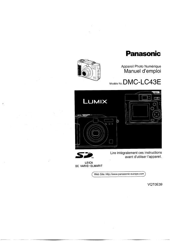 Guide utilisation PANASONIC LUMIX DMC-LC43E  de la marque PANASONIC