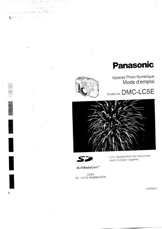 Guide utilisation PANASONIC LUMIX DMC-LC5E  de la marque PANASONIC