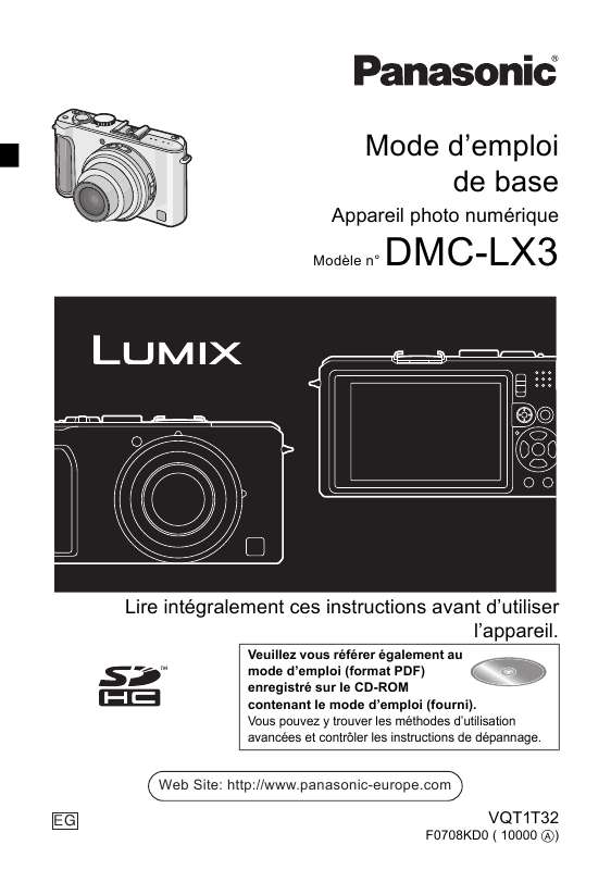 Guide utilisation PANASONIC LUMIX DMC-LX3  de la marque PANASONIC