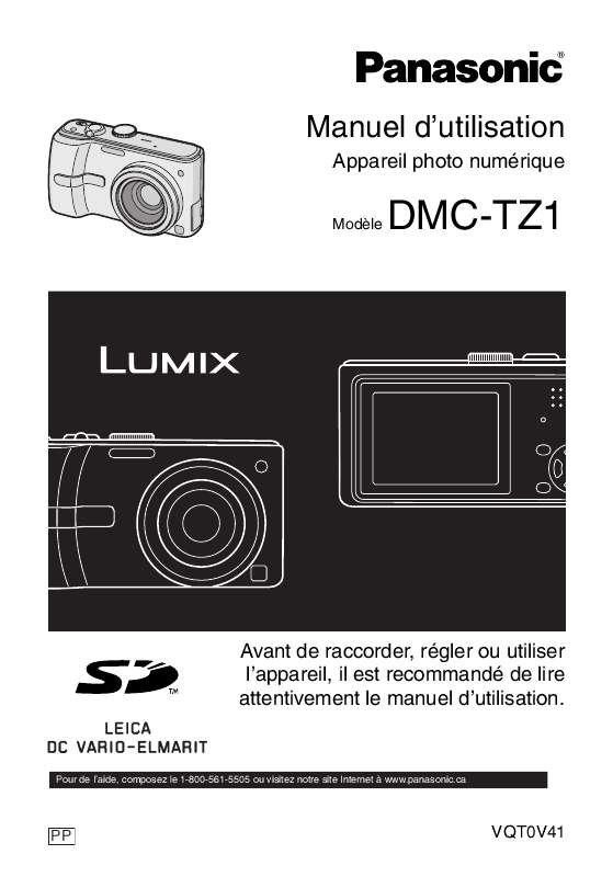 Guide utilisation PANASONIC LUMIX DMC-TZ1  de la marque PANASONIC
