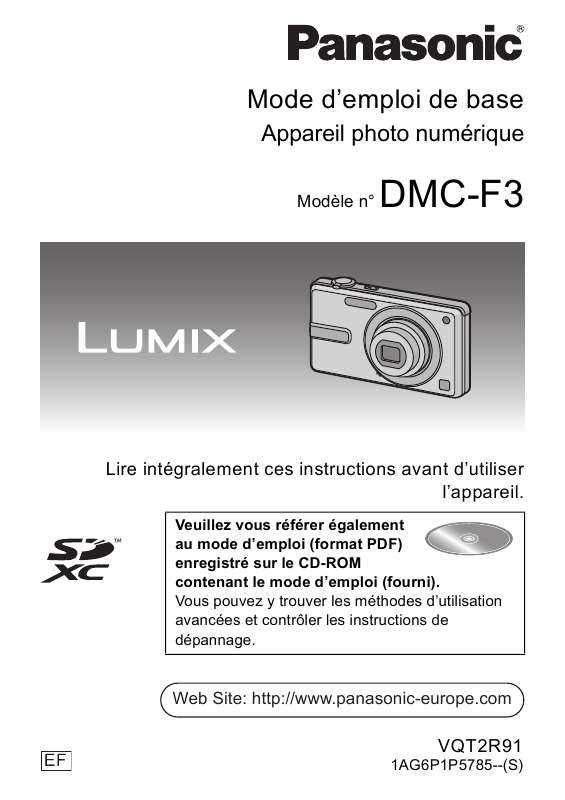 Guide utilisation PANASONIC LUMIX DMC-F3  de la marque PANASONIC