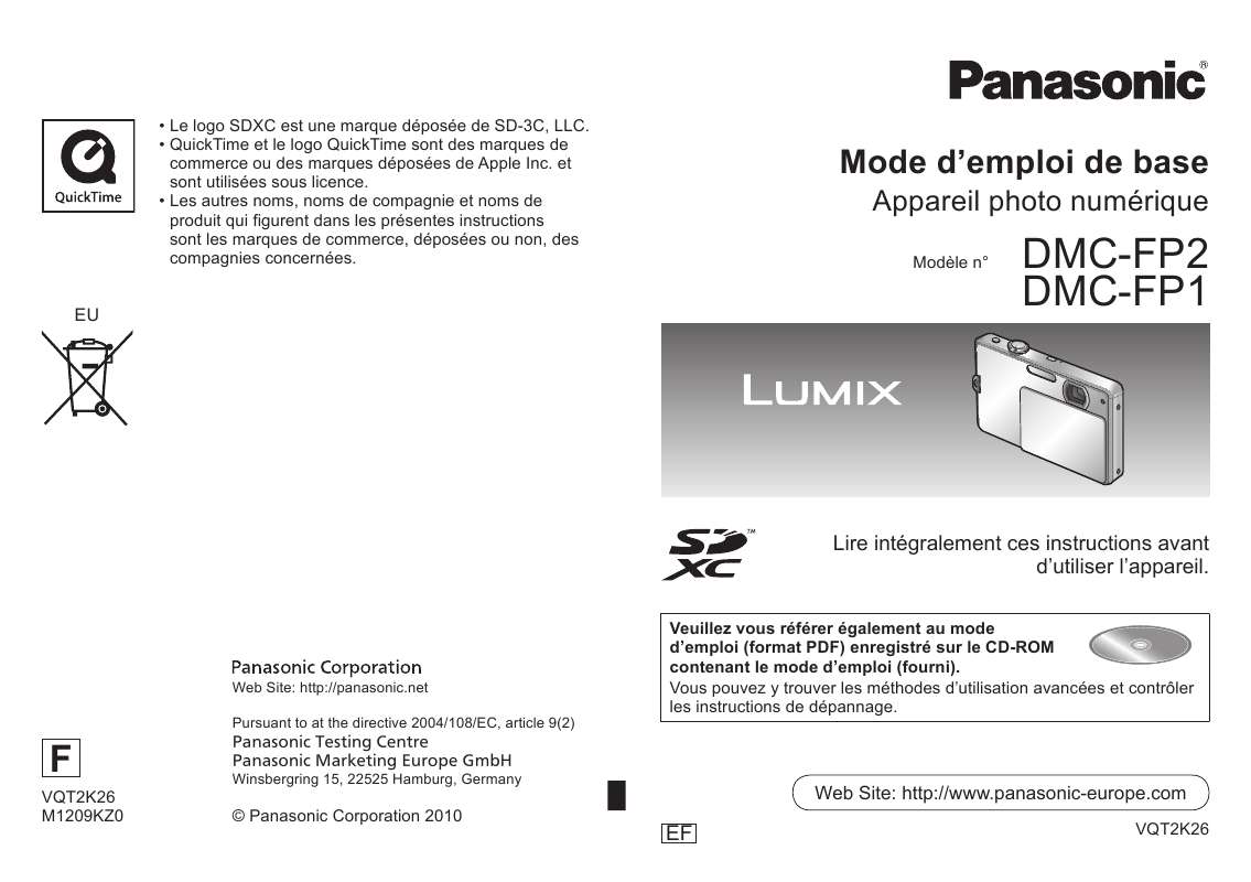 Guide utilisation PANASONIC LUMIX DMC-FP1  de la marque PANASONIC