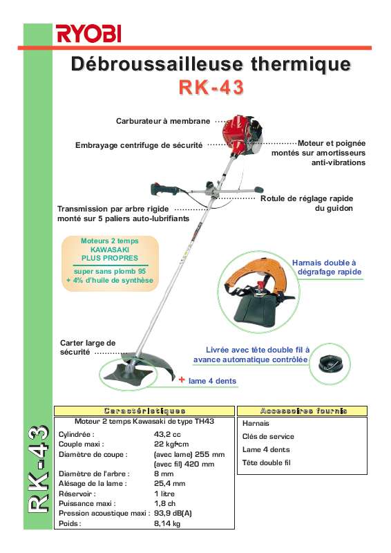 Guide utilisation  RYOBI RK-43  de la marque RYOBI