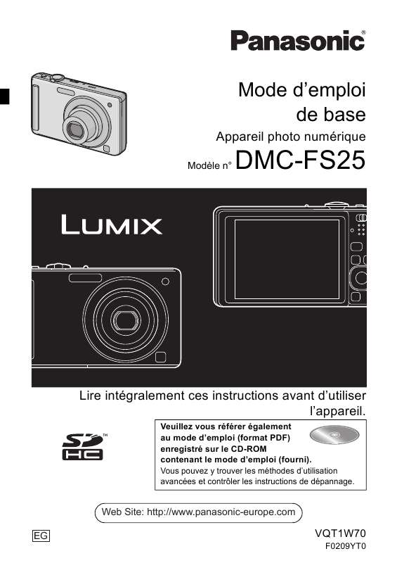 Guide utilisation PANASONIC LUMIX DMC-FS25  de la marque PANASONIC