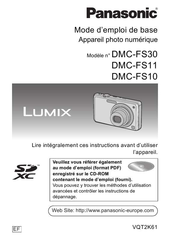 Guide utilisation PANASONIC LUMIX DMC-FS30  de la marque PANASONIC