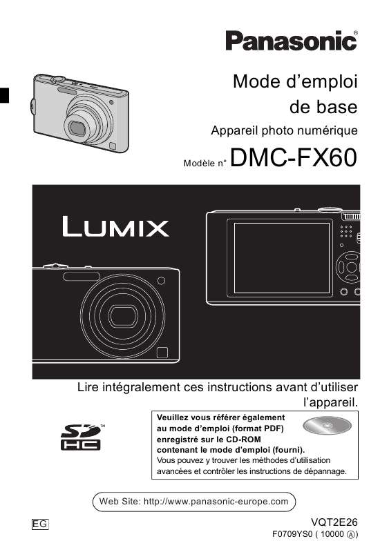 Guide utilisation PANASONIC LUMIX DMC-FX60  de la marque PANASONIC