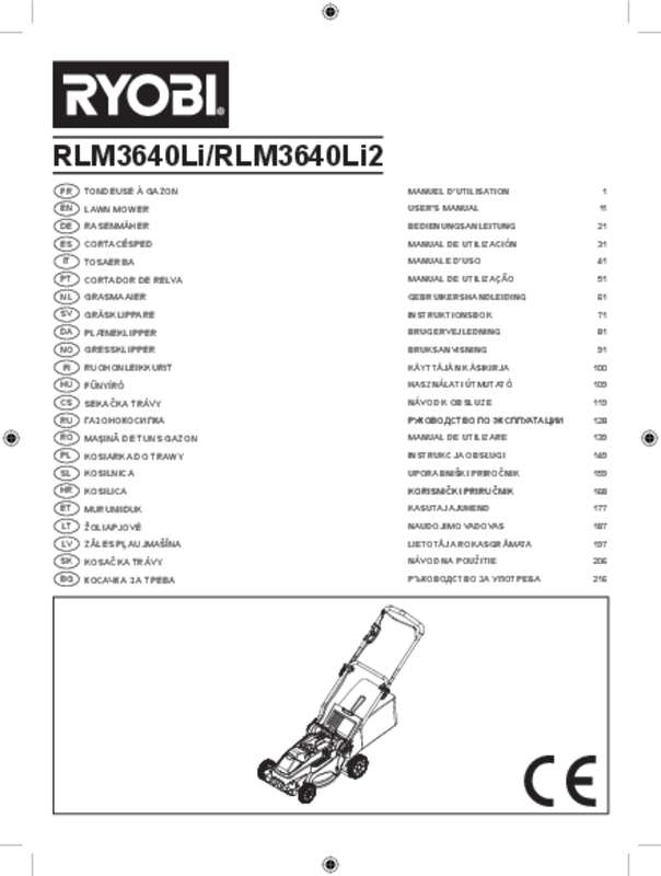 Guide utilisation RYOBI RLM3640LI-1  de la marque RYOBI