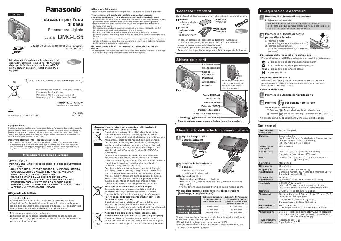 Guide utilisation PANASONIC DMC-LS5  de la marque PANASONIC