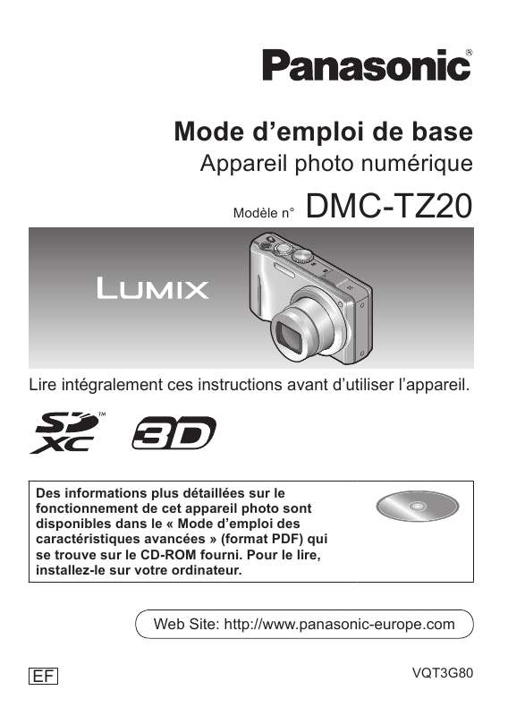 Guide utilisation PANASONIC DMC-TZ20  de la marque PANASONIC