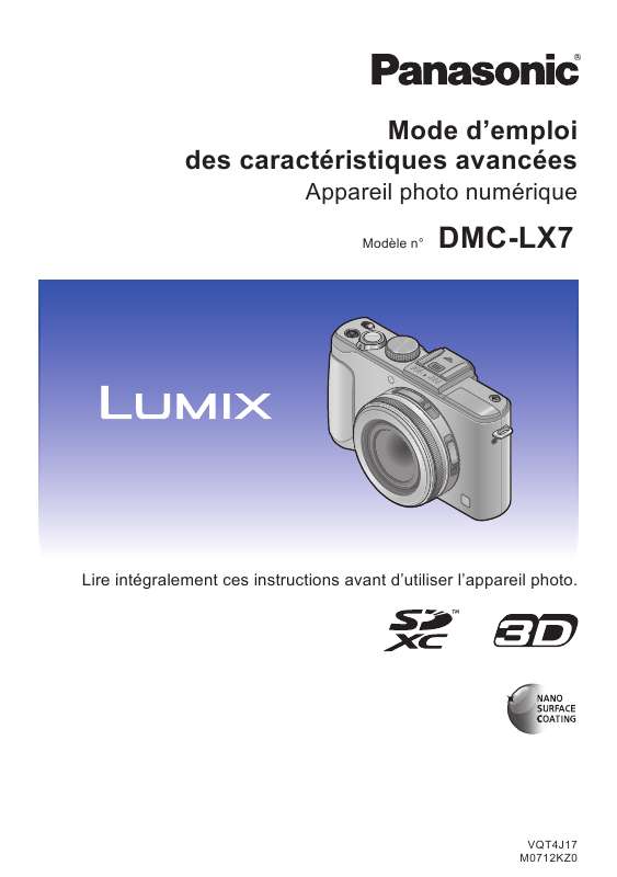 Guide utilisation PANASONIC DMC-LX7EP  de la marque PANASONIC