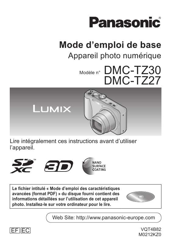 Guide utilisation PANASONIC DMC-TZ30  de la marque PANASONIC