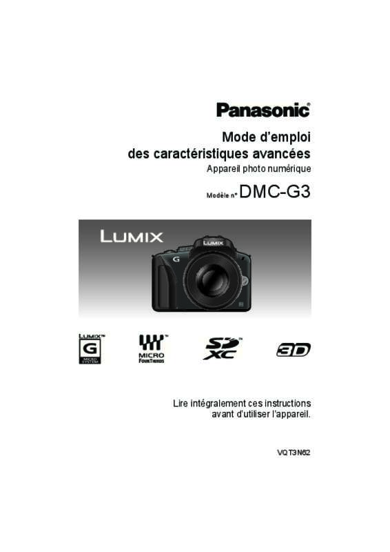 Guide utilisation PANASONIC DMC-G3  de la marque PANASONIC