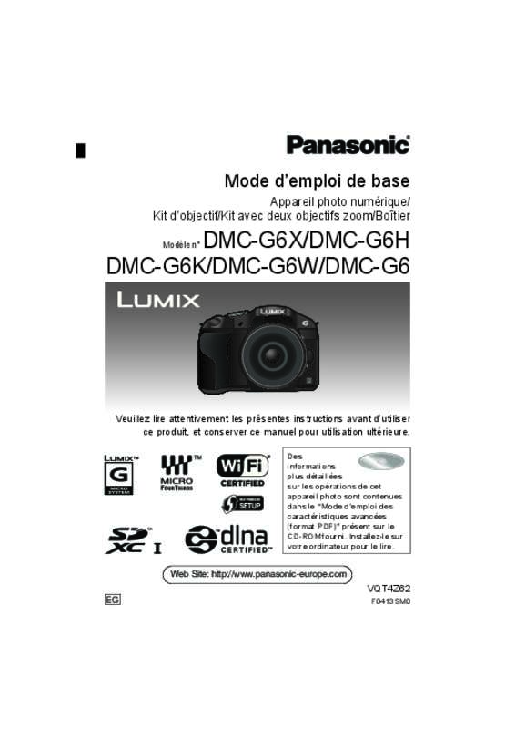 Guide utilisation PANASONIC DMC-G6HEG  de la marque PANASONIC