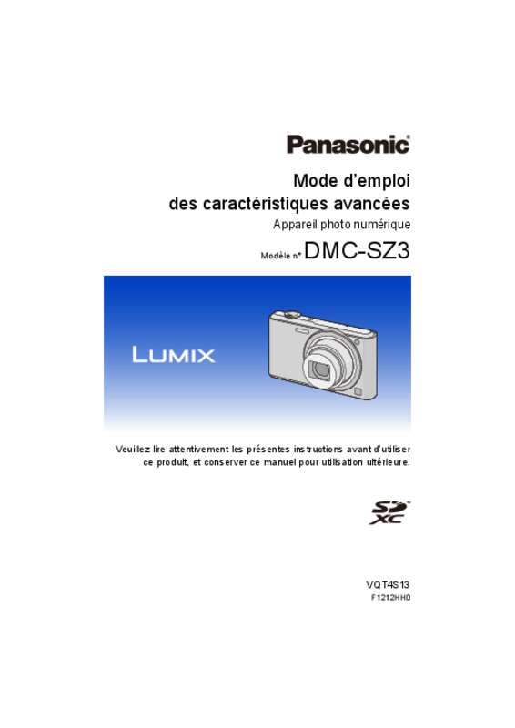 Guide utilisation PANASONIC DMC-SZ3  de la marque PANASONIC