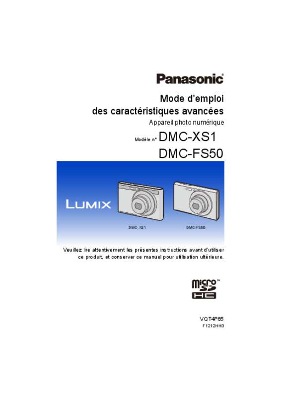 Guide utilisation PANASONIC DMC-XS1  de la marque PANASONIC