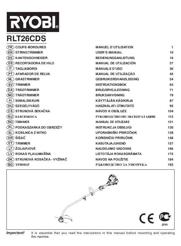 Guide utilisation RYOBI RLT26CDS  de la marque RYOBI
