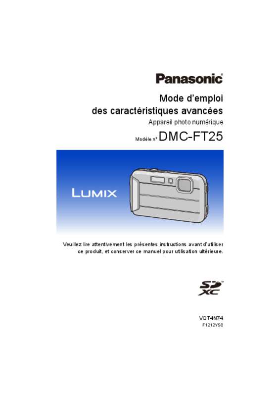 Guide utilisation PANASONIC LUMIX DMC-FT25  de la marque PANASONIC