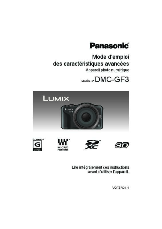 Guide utilisation PANASONIC LUMIX DMC-GF3  de la marque PANASONIC