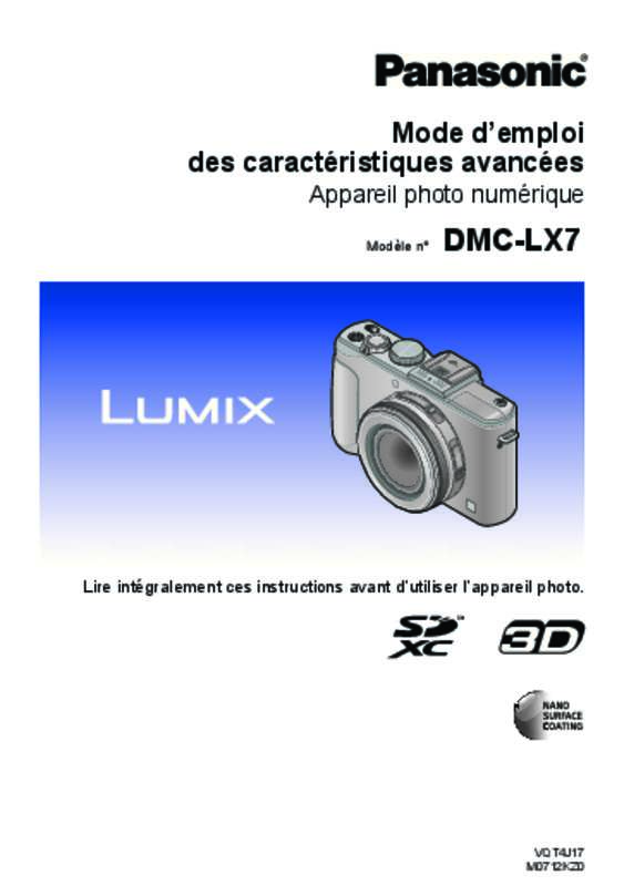 Guide utilisation PANASONIC LUMIX DMC-LX7  de la marque PANASONIC
