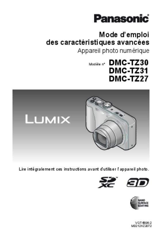 Guide utilisation PANASONIC LUMIX DMC-TZ30 EF-K  de la marque PANASONIC