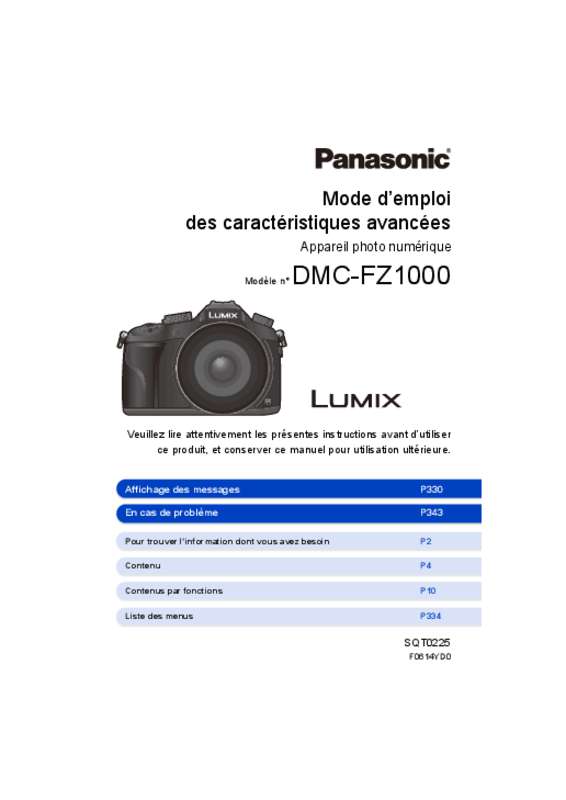 Guide utilisation PANASONIC DMC-FZ1000EG  de la marque PANASONIC