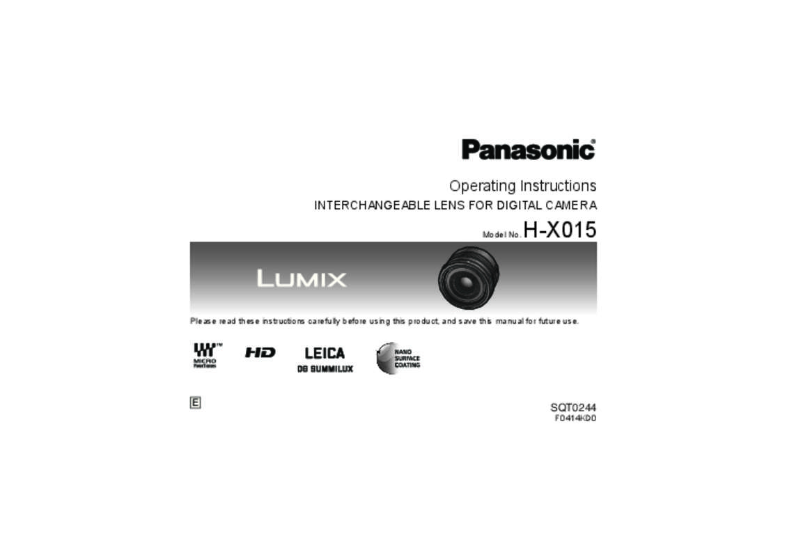 Guide utilisation PANASONIC H-X015E  de la marque PANASONIC