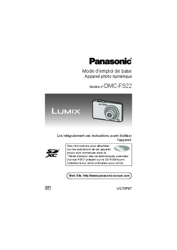 Guide utilisation PANASONIC LUMIX DMC-FS22EF  de la marque PANASONIC