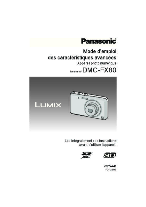 Guide utilisation PANASONIC LUMIX DMC-FX80EG  de la marque PANASONIC