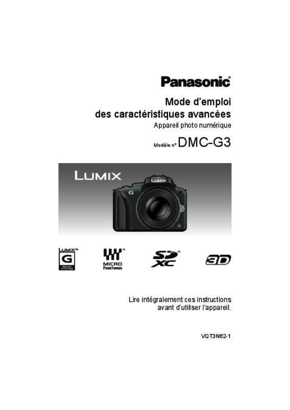 Guide utilisation PANASONIC LUMIX DMC-G3XEG  de la marque PANASONIC