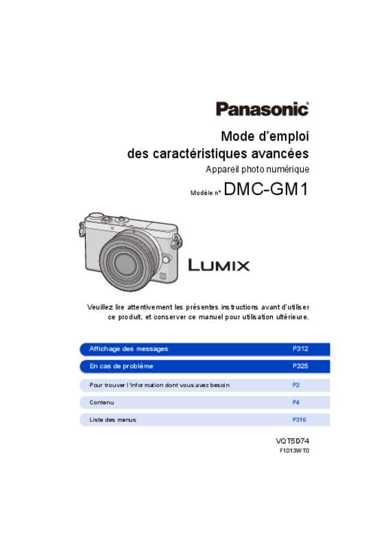 Guide utilisation PANASONIC LUMIX DMC-GM1EF  de la marque PANASONIC