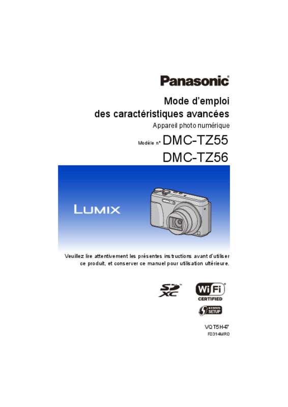 Guide utilisation PANASONIC LUMIX DMC-TZ55  de la marque PANASONIC
