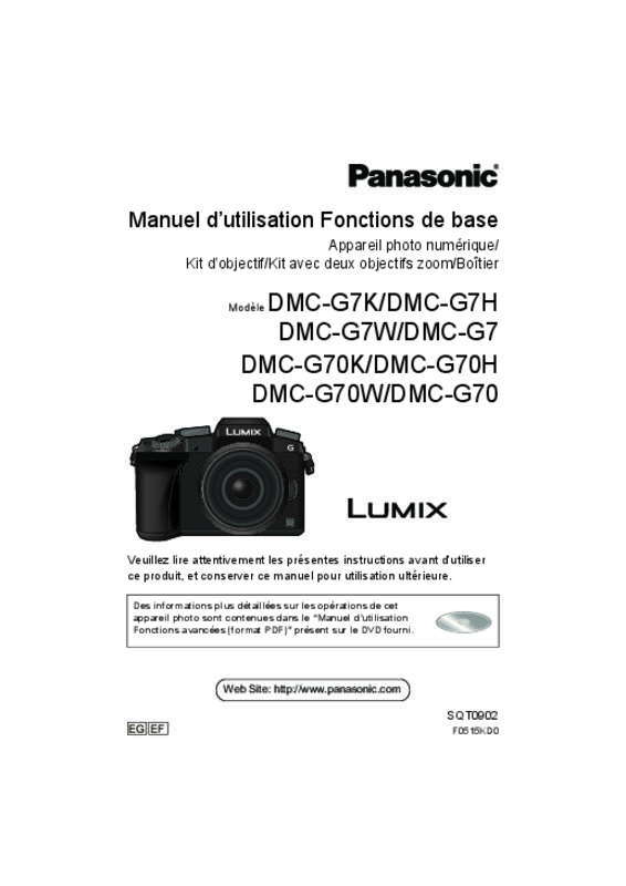 Guide utilisation PANASONIC DMC-G70EF  de la marque PANASONIC
