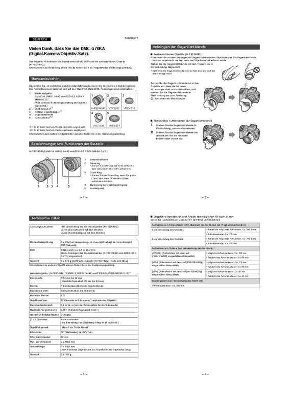 Guide utilisation PANASONIC DMCG70KAEG  de la marque PANASONIC